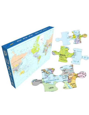 World map time zones maps puzzle